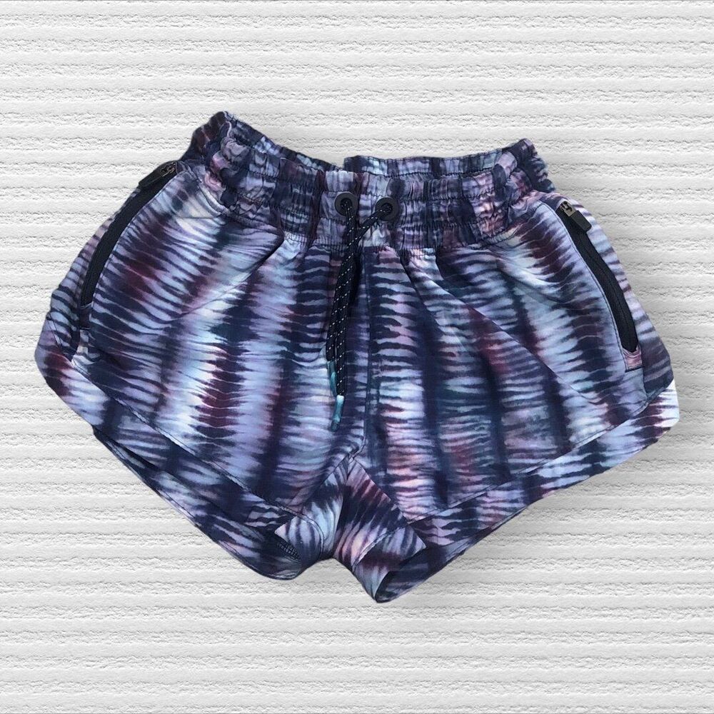 Athleta Girl XS 6 All Play Shorts Purple Blue Black Tie Dye Activewear Running